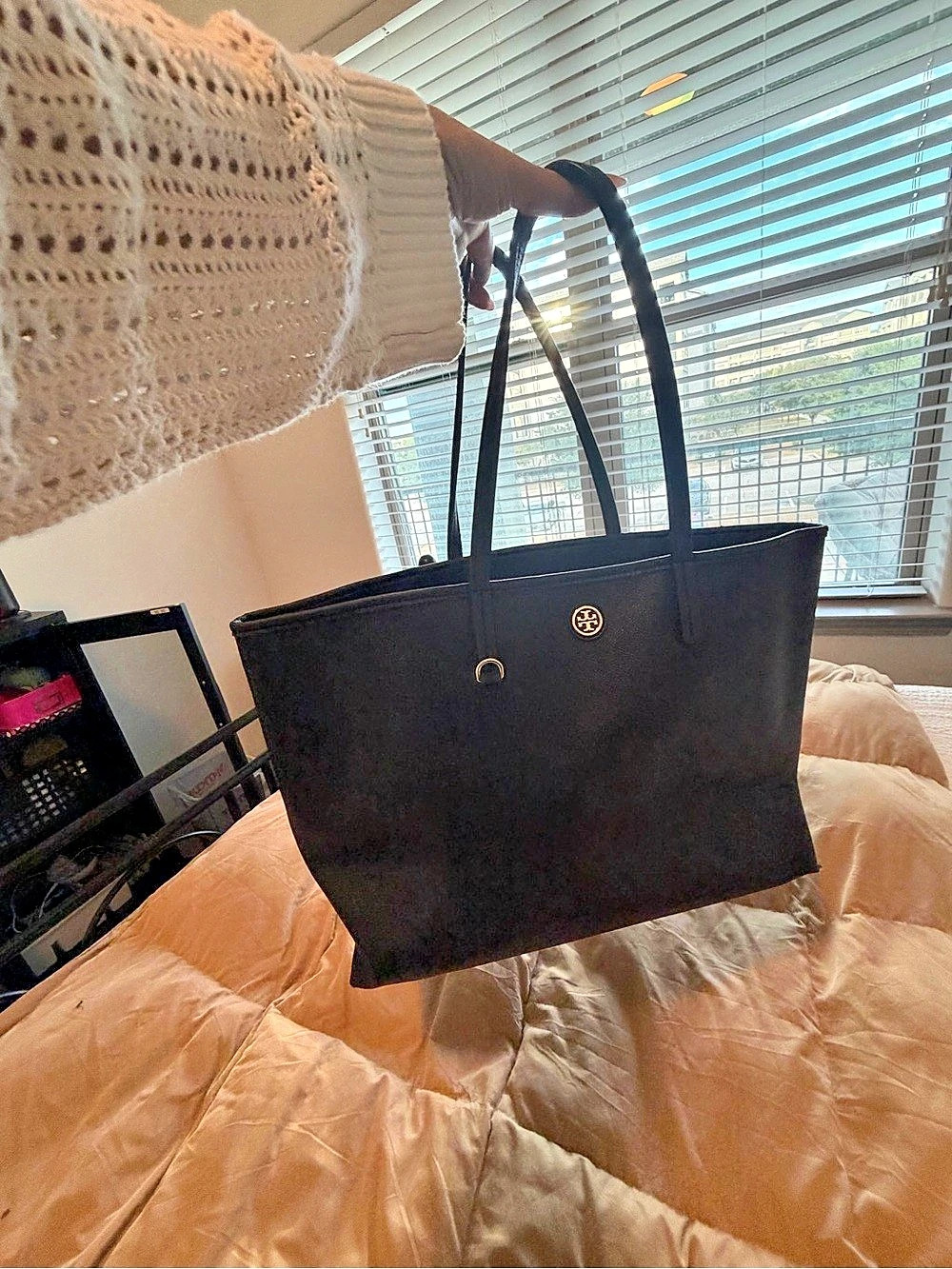 Tory Burch Perry Triple-Compartment Tote Black